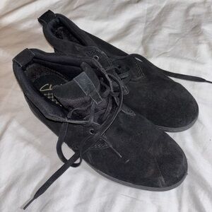 Clarks Black Chukka Boots Suede Minimalist Design